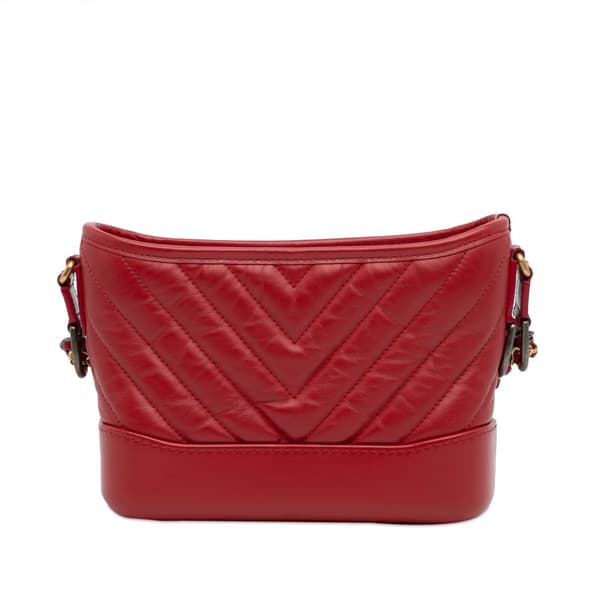 Pre-owned Chanel Small Chevron Lambskin Gabrielle Crossbody Red