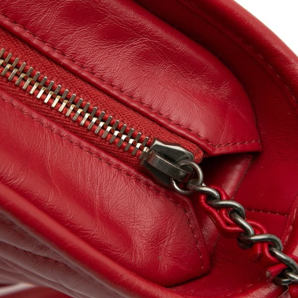 Pre-owned Chanel Small Chevron Lambskin Gabrielle Crossbody Red