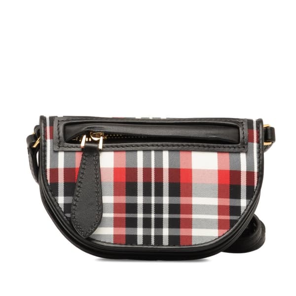 Pre-owned Burberry Olympia Micro Tartan Nylon and Leather Crossbody Black