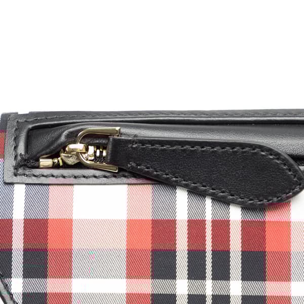 Pre-owned Burberry Olympia Micro Tartan Nylon and Leather Crossbody Black