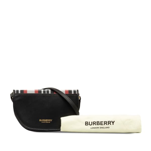 Pre-owned Burberry Olympia Micro Tartan Nylon and Leather Crossbody Black