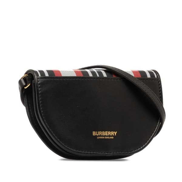 Pre-owned Burberry Olympia Micro Tartan Nylon and Leather Crossbody Black