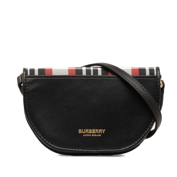 Pre-owned Burberry Olympia Micro Tartan Nylon and Leather Crossbody Black