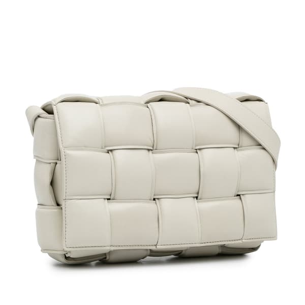 Pre-owned Bottega Veneta Nappa Intrecciato Padded Cassette Crossbody White