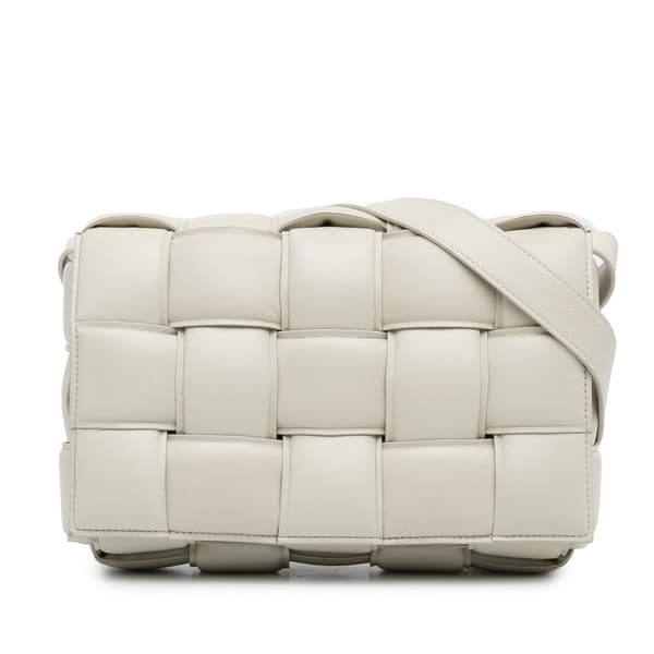 Pre-owned Bottega Veneta Nappa Intrecciato Padded Cassette Crossbody White