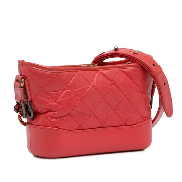 Pre-owned Chanel Small Chevron Lambskin Gabrielle Crossbody Red