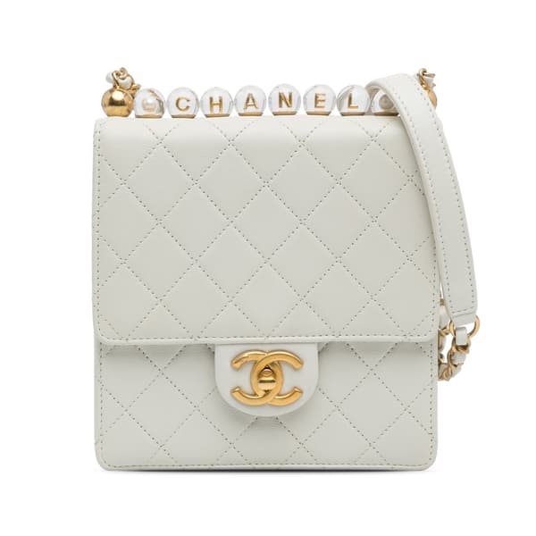 Pre-owned Chanel Small Chic Pearls Flap White