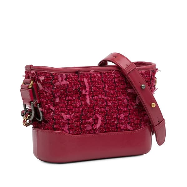 Pre-owned Chanel Small Tweed Gabrielle Crossbody Red