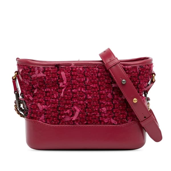 Pre-owned Chanel Small Tweed Gabrielle Crossbody Red