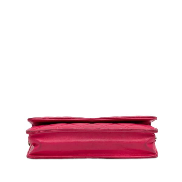 Pre-owned Chanel Classic Lambskin Wallet on Chain Pink