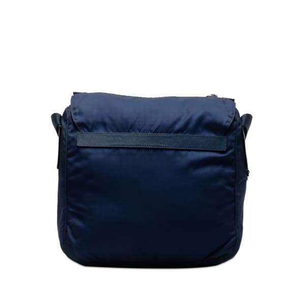 Pre-owned Prada Tessuto Zip Buckle Messenger Bag Blue