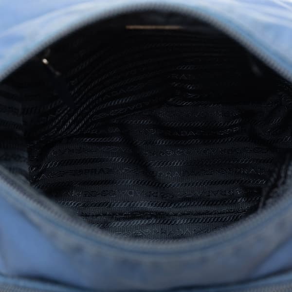 Pre-owned Prada Tessuto Zip Buckle Messenger Bag Blue