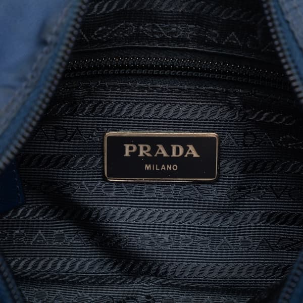 Pre-owned Prada Tessuto Zip Buckle Messenger Bag Blue
