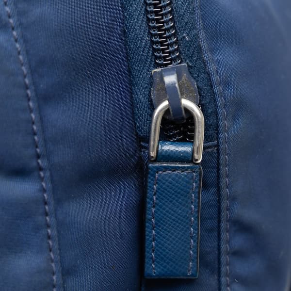 Pre-owned Prada Tessuto Zip Buckle Messenger Bag Blue