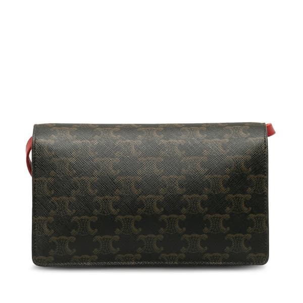 Pre-owned Celine Triomphe Wallet On Strap Brown