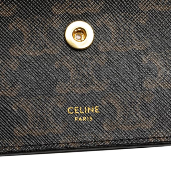 Pre-owned Celine Triomphe Wallet On Strap Brown