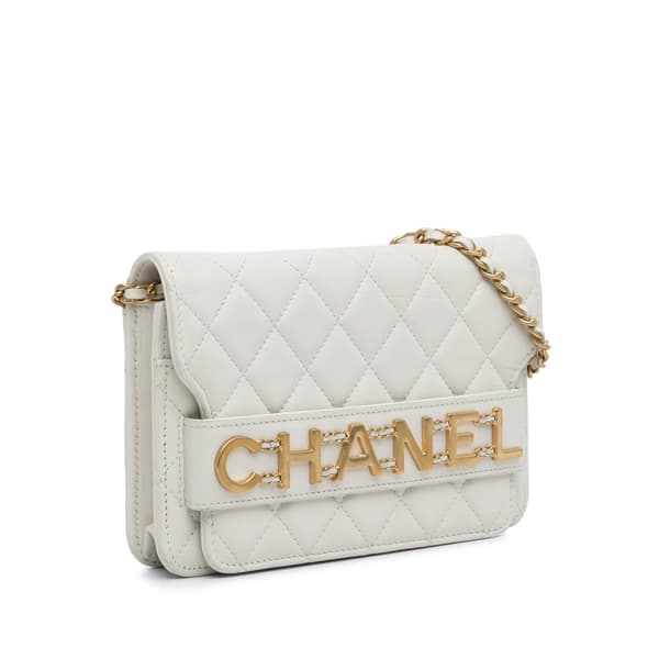 Pre-owned Chanel Enchained Flap Wallet on Chain White