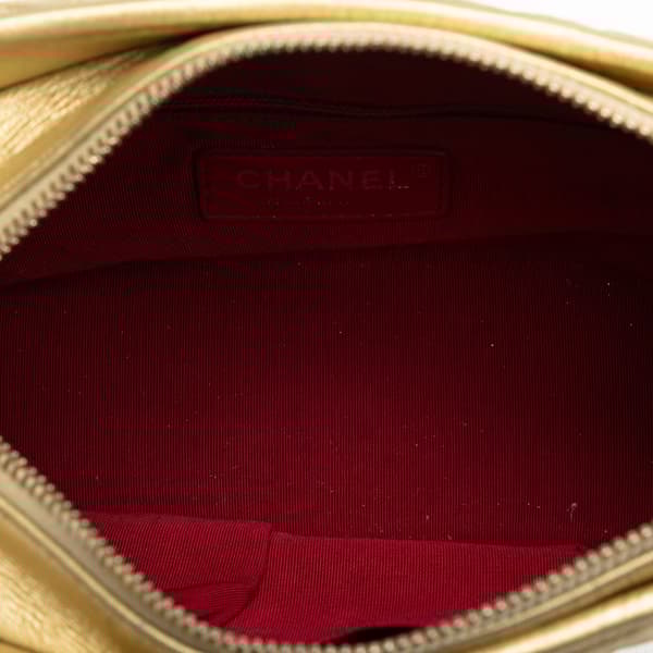 Pre-owned Chanel Small Metallic Lambskin Gabrielle Crossbody Gold