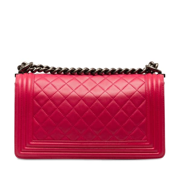 Pre-owned Chanel Old Medium Quilted Lambskin Boy Flap Pink