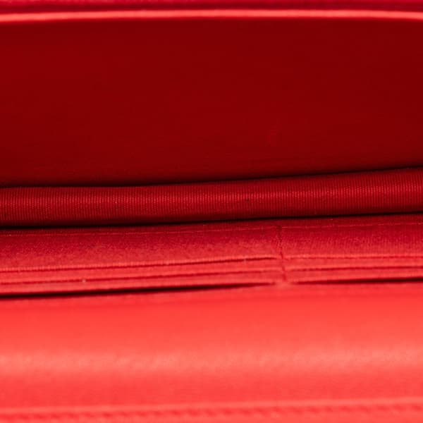 Pre-owned Chanel Grained Calfskin CC Box Wallet On Chain Red
