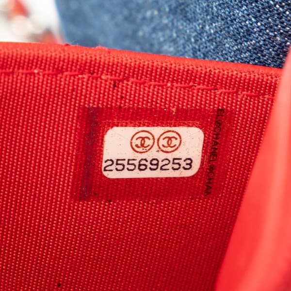 Pre-owned Chanel Grained Calfskin CC Box Wallet On Chain Red