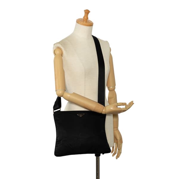 Pre-owned Prada Tessuto Zip Top Crossbody Black