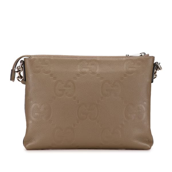 Pre-owned Gucci Medium Jumbo GG Embossed Messenger Bag Brown