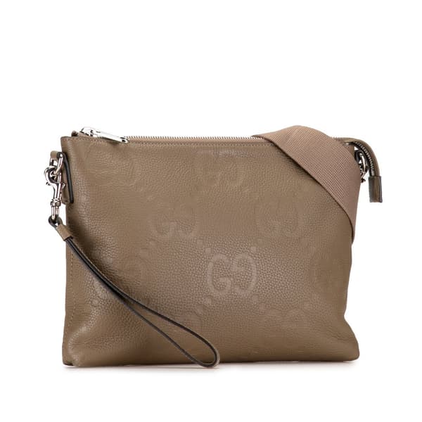 Pre-owned Gucci Medium Jumbo GG Embossed Messenger Bag Brown