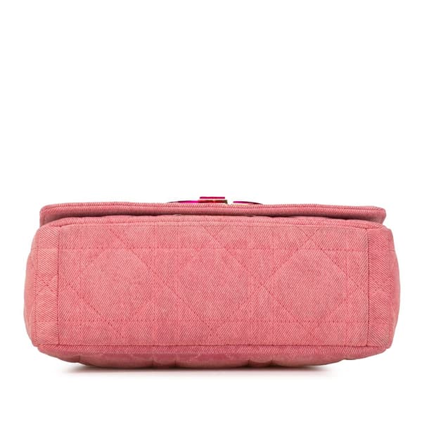 Pre-owned Dior Medium Denim Macrocannage Caro Bag Pink