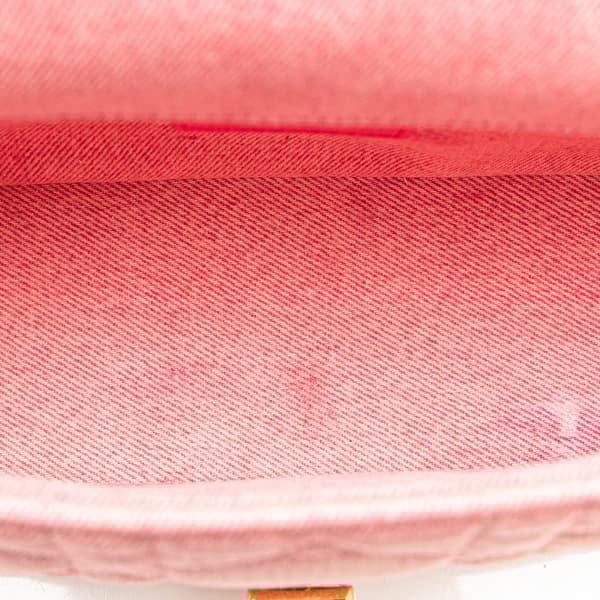 Pre-owned Dior Medium Denim Macrocannage Caro Bag Pink