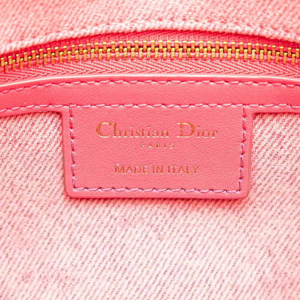 Pre-owned Dior Medium Denim Macrocannage Caro Bag Pink