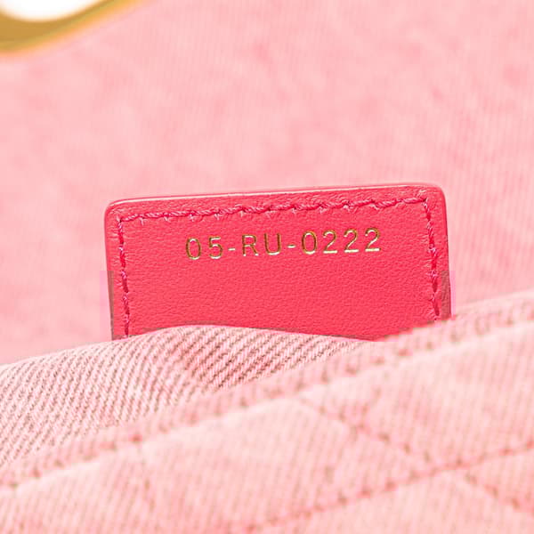 Pre-owned Dior Medium Denim Macrocannage Caro Bag Pink