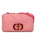 Miniatyrbild 1 av 10: Pre-owned Dior Medium Denim Macrocannage Caro Bag Pink