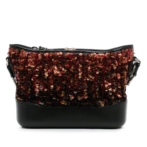 Pre-owned Chanel Small Sequin Gabrielle Crossbody Brown