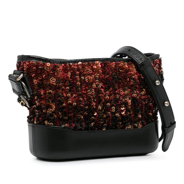 Pre-owned Chanel Small Sequin Gabrielle Crossbody Brown