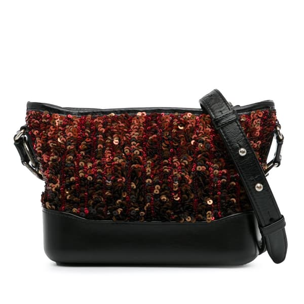 Pre-owned Chanel Small Sequin Gabrielle Crossbody Brown