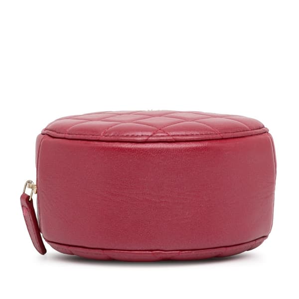Pre-owned Chanel Quilted Lambskin Round Pearl Clutch with Chain Red
