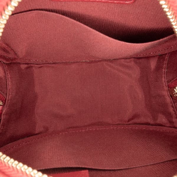 Pre-owned Chanel Quilted Lambskin Round Pearl Clutch with Chain Red