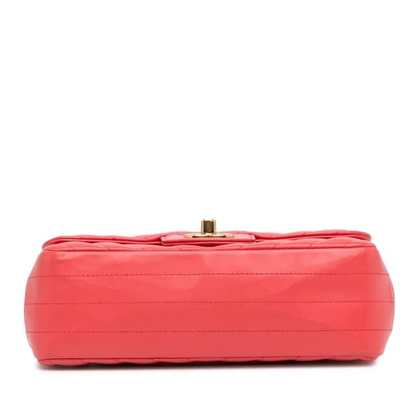 Pre-owned Chanel Mini Rectangular Classic Chevron Lambskin Single Flap Pink