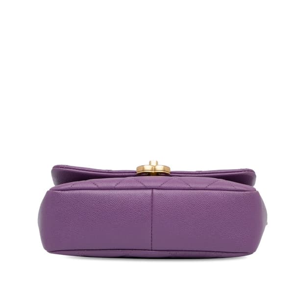 Pre-owned Chanel Small Quilted Caviar Chain Melody Flap Purple