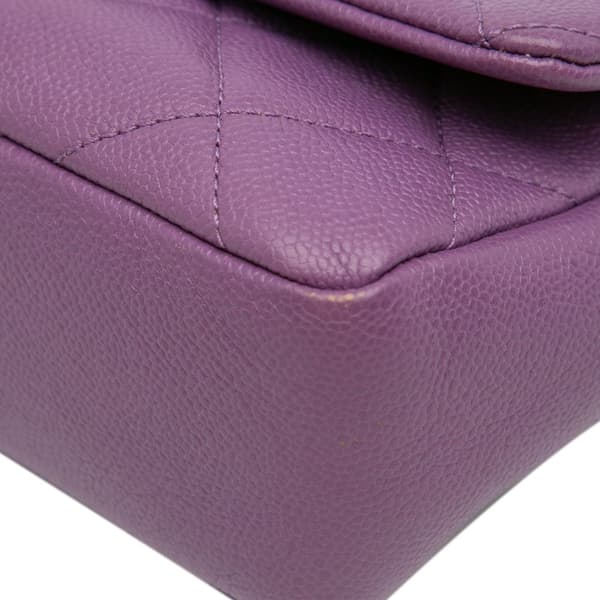 Pre-owned Chanel Small Quilted Caviar Chain Melody Flap Purple