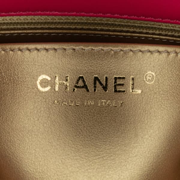 Pre-owned Chanel Mini Square Classic Lambskin Pearl Crush Single Flap Pink