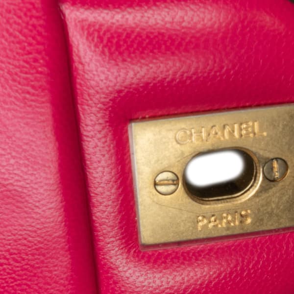 Pre-owned Chanel Mini Square Classic Lambskin Pearl Crush Single Flap Pink