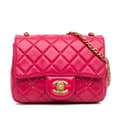 Miniatyrbild 1 av 10: Pre-owned Chanel Mini Square Classic Lambskin Pearl Crush Single Flap Pink