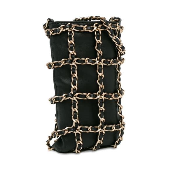 Pre-owned Chanel Lambskin Tech Me Out Clutch With Chain Black