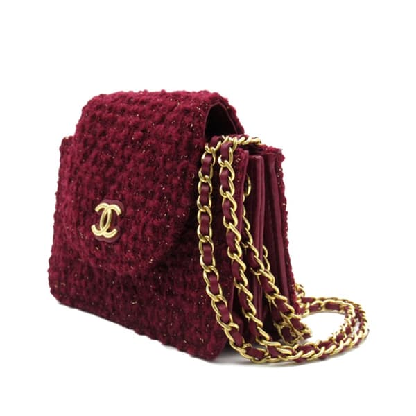 Pre-owned Chanel CC Tweed Crossbody Red