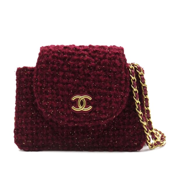Pre-owned Chanel CC Tweed Crossbody Red