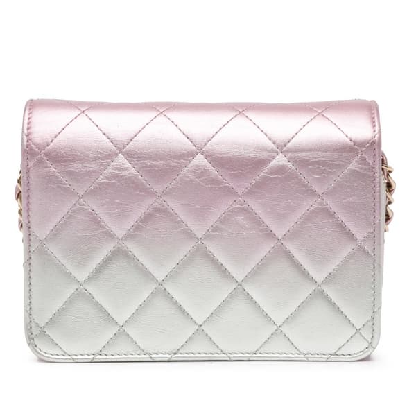 Pre-owned Chanel Mini Metallic Lambskin Like a Wallet Flap Bag Pink
