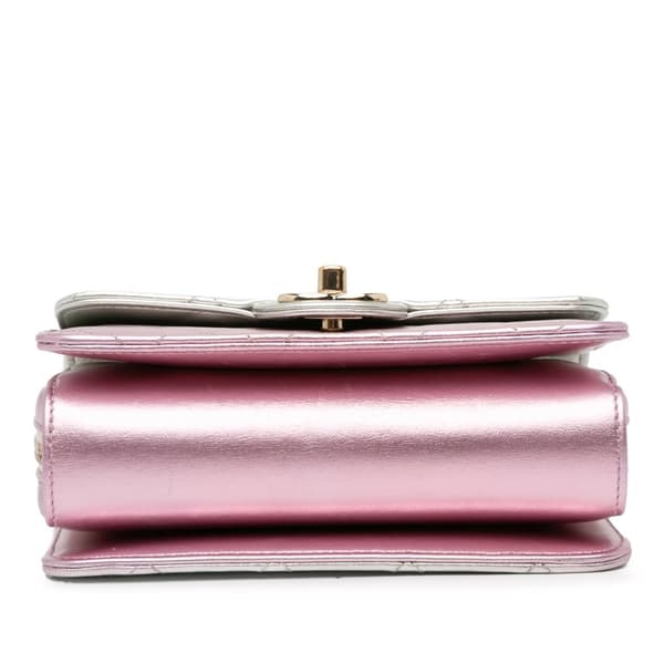 Pre-owned Chanel Mini Metallic Lambskin Like a Wallet Flap Bag Pink