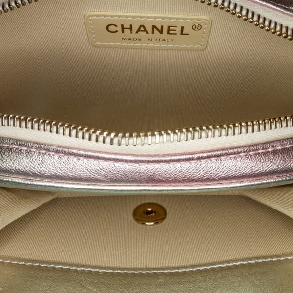Pre-owned Chanel Mini Metallic Lambskin Like a Wallet Flap Bag Pink